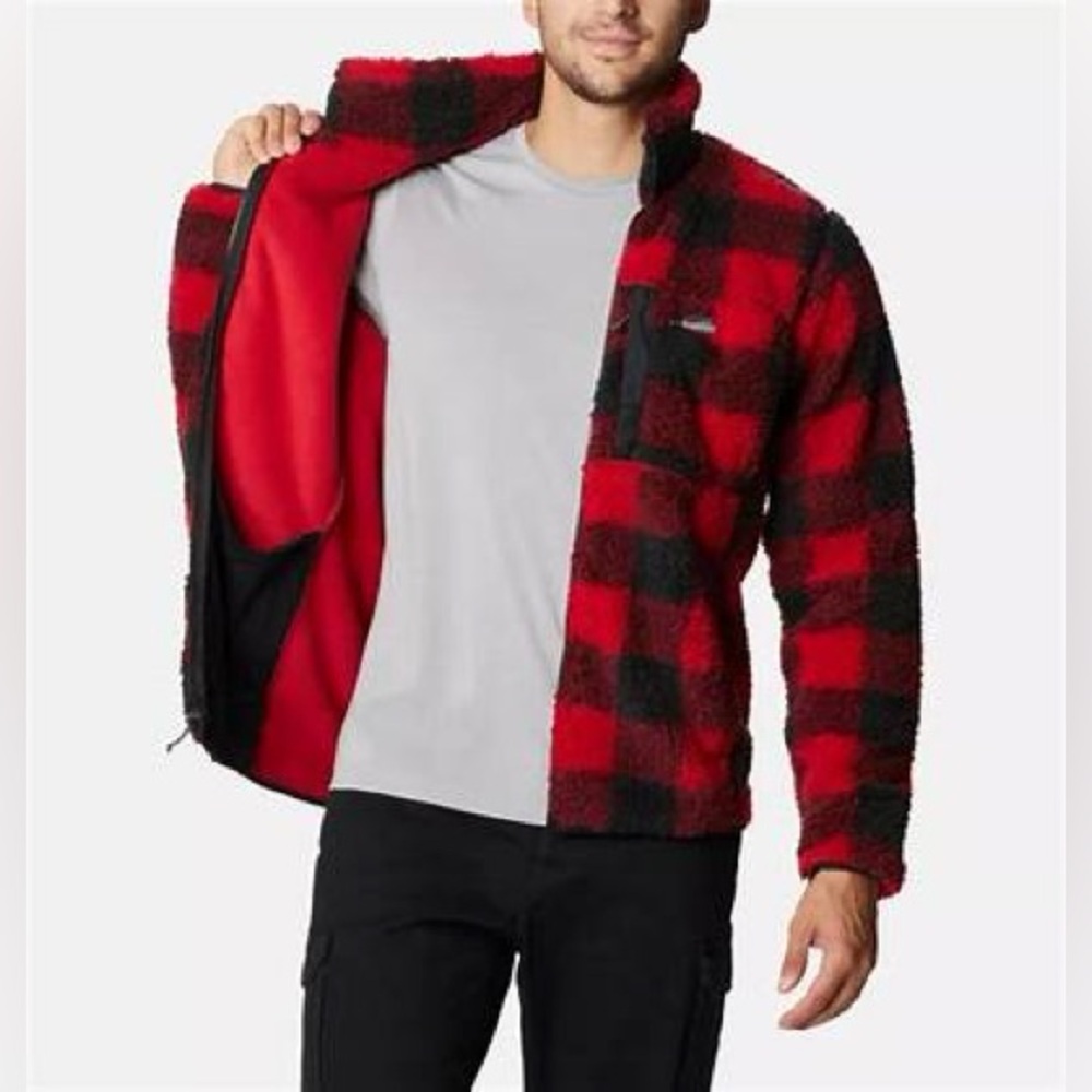 NWT Columbia Sportswear Men’s Red and Black “Winter Pass” Fleece - Size Large - Picture 9 of 12